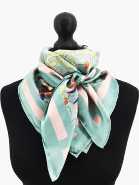 Chinoiserie Floral Silk Scarf, Green
