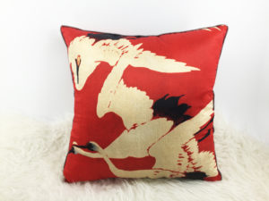 Crane Cushion, Silk cushion, Red cushion 3